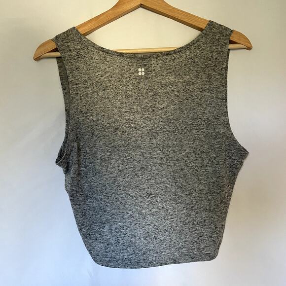 Sweaty Betty gray cropped workout tank top twist front women's M linen blend - Picture 6 of 6